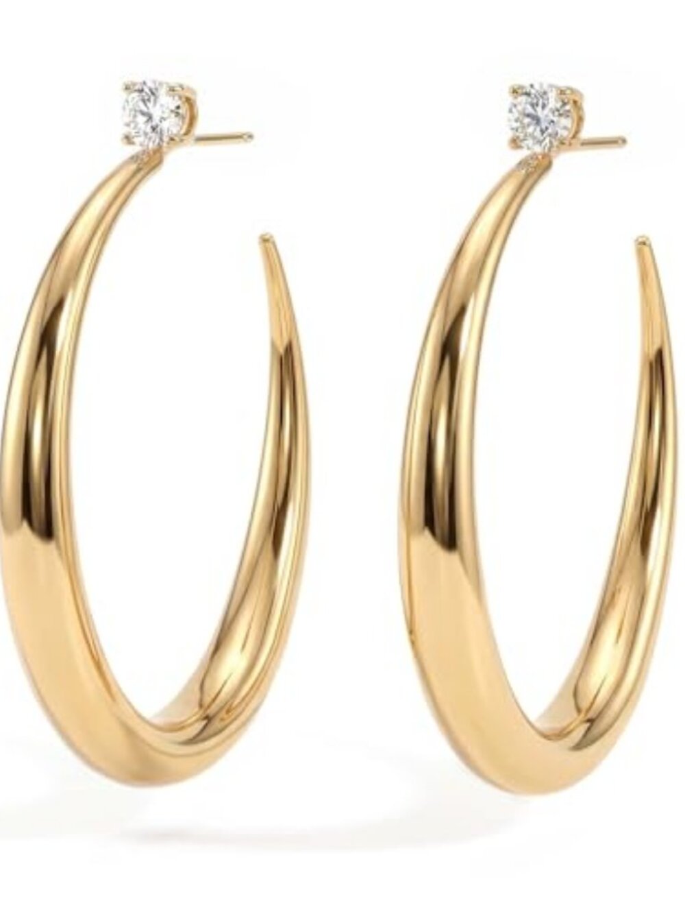 Large Gold Hoop Earrings for Women Trendy 14K Gold Plated Big Open Hoops Stud
